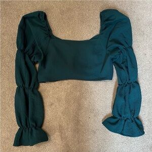 SHEIN 
Long Sleeve Ruched Crop Top